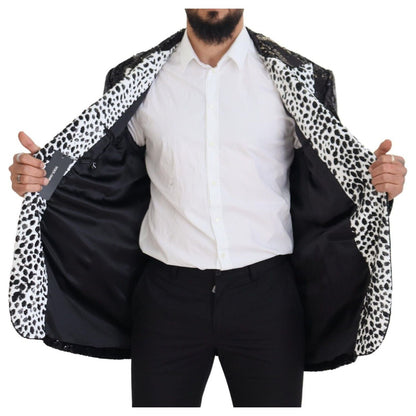 Dolce & Gabbana Black Sequined Cow Pattern Nylon Blazer Dolce & Gabbana
