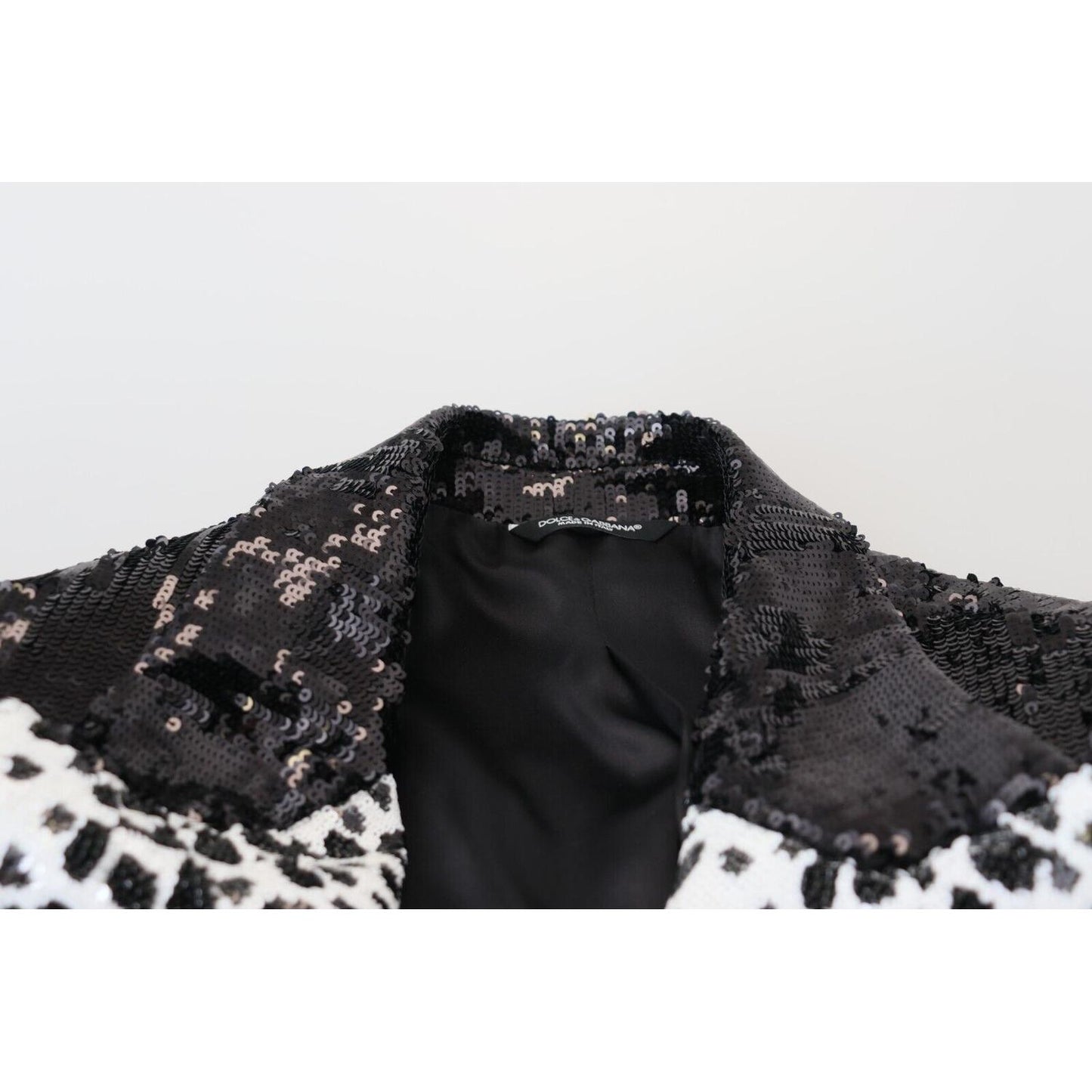 Dolce & Gabbana Black Sequined Cow Pattern Nylon Blazer Dolce & Gabbana