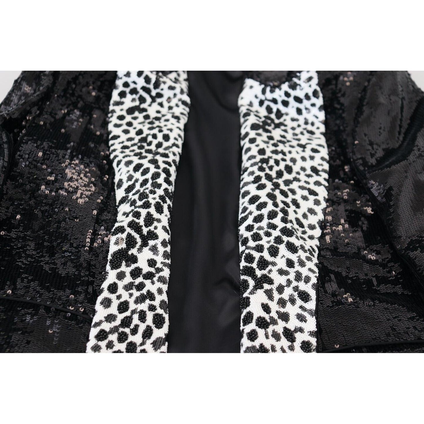 Dolce & Gabbana Black Sequined Cow Pattern Nylon Blazer Dolce & Gabbana