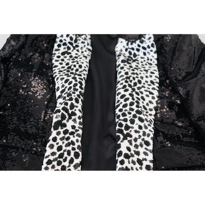 Dolce & Gabbana Black Sequined Cow Pattern Nylon Blazer Dolce & Gabbana