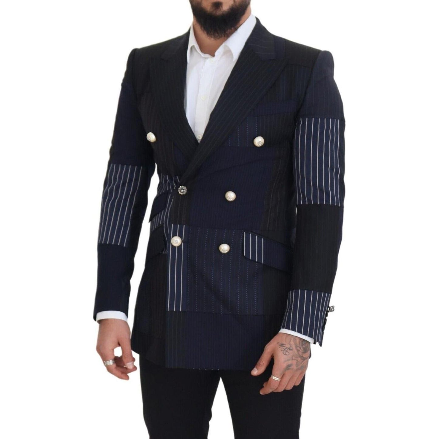 Dolce & Gabbana Elegant Navy Double Breasted Wool Blazer Dolce & Gabbana