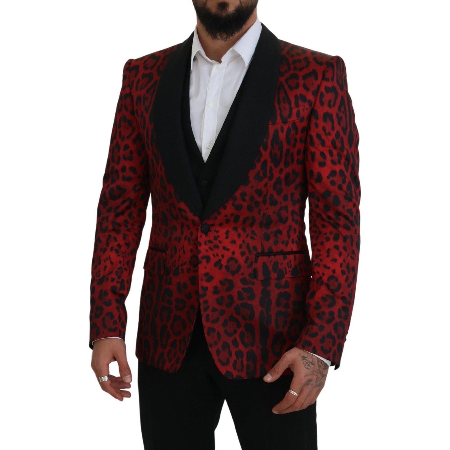 Dolce & Gabbana Radiant Red Leopard Print Three Piece Suit Dolce & Gabbana