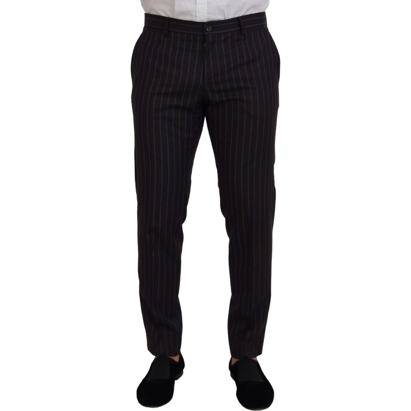 Dolce & Gabbana Elegant Black Striped Virgin Wool Suit Dolce & Gabbana