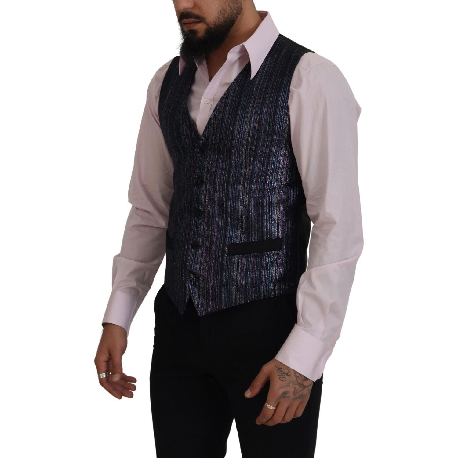 Dolce & Gabbana Multicolor Polyester Waistcoat Dress Formal Vest