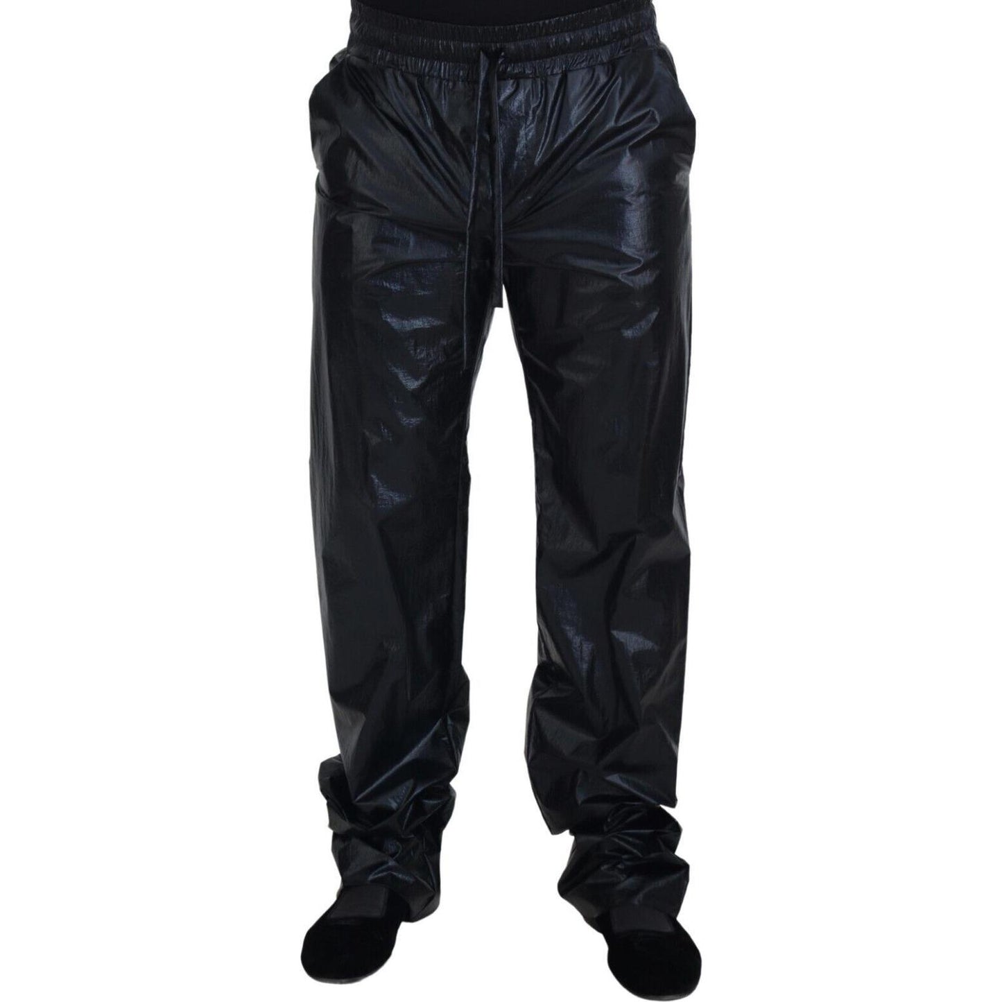 Dolce & Gabbana Black Shining Drawstring Trouser Nylon Pants Dolce & Gabbana
