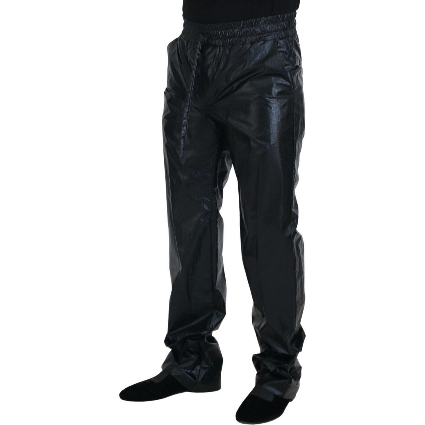 Dolce & Gabbana Black Shining Drawstring Trouser Nylon Pants Dolce & Gabbana