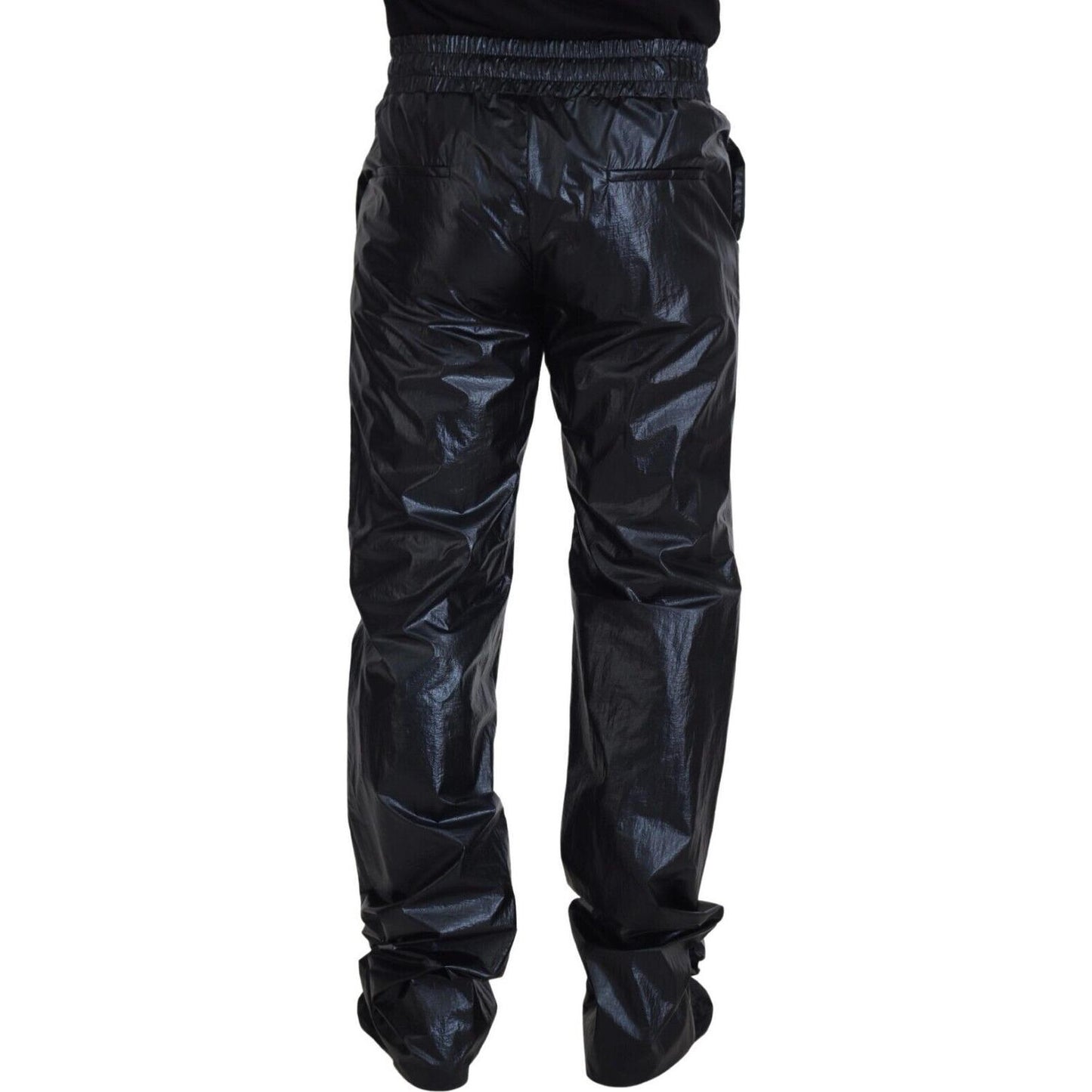 Dolce & Gabbana Black Shining Drawstring Trouser Nylon Pants Dolce & Gabbana