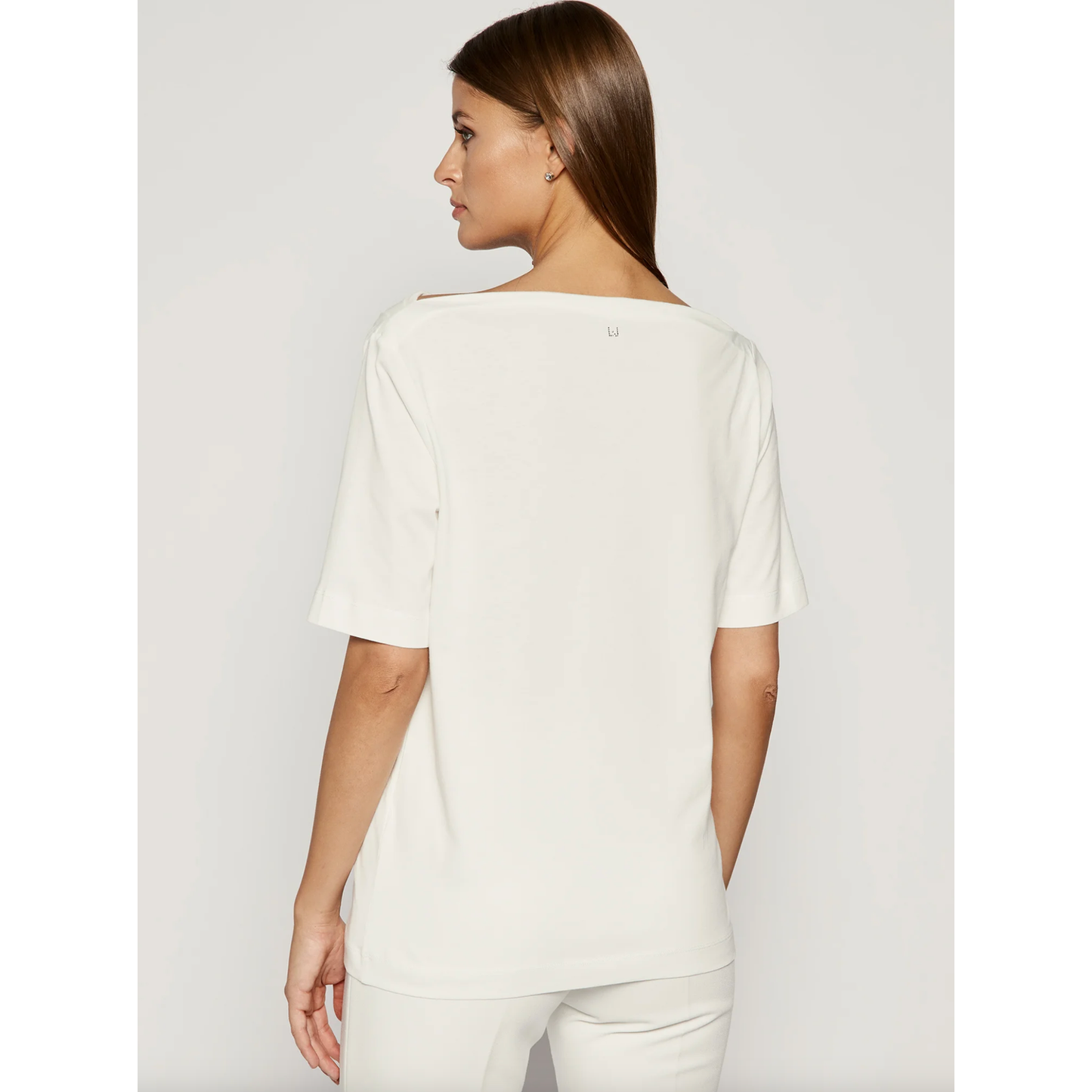 Liu Jo Elegant White Cotton Tee with Rhinestone Accents Liu Jo