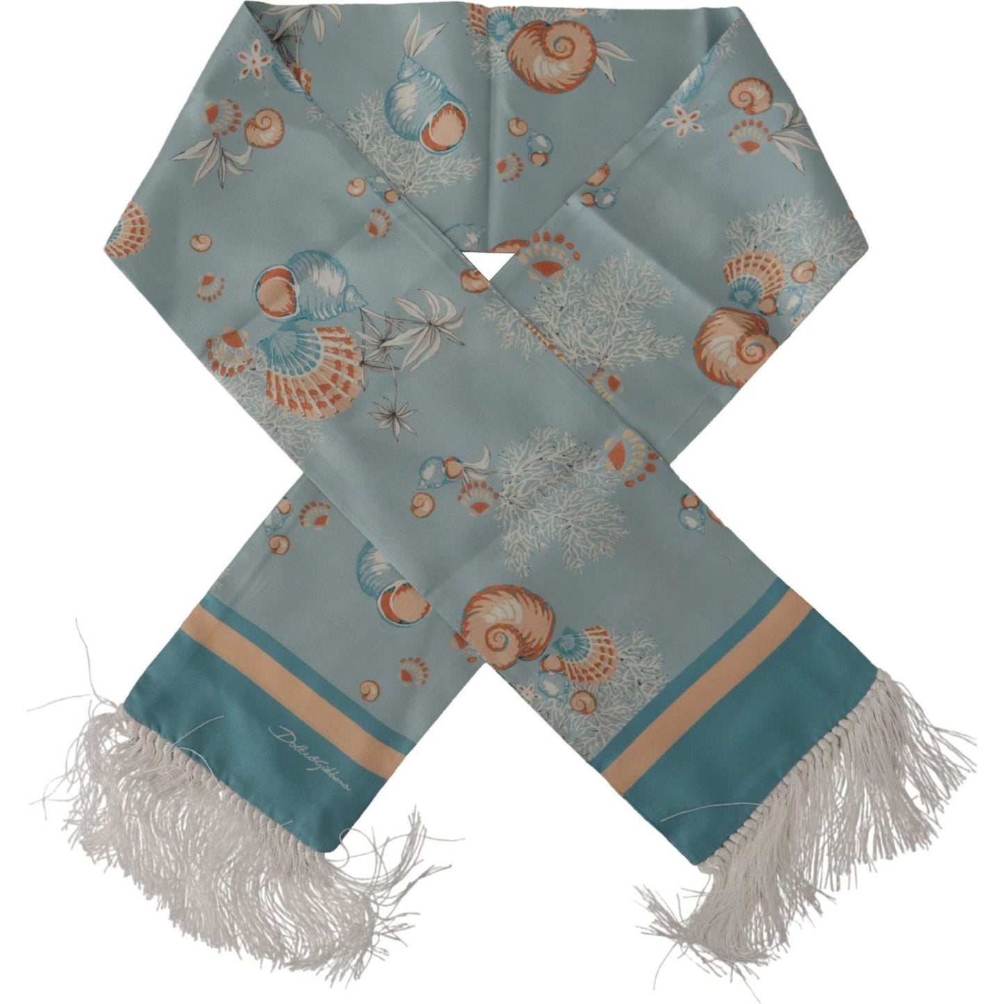 Dolce & Gabbana Elegant Silk Scarf with Shell Motif Dolce & Gabbana