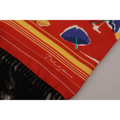 Dolce & Gabbana Multicolor DG Umbrellas Print Shawl Fringe Scarf