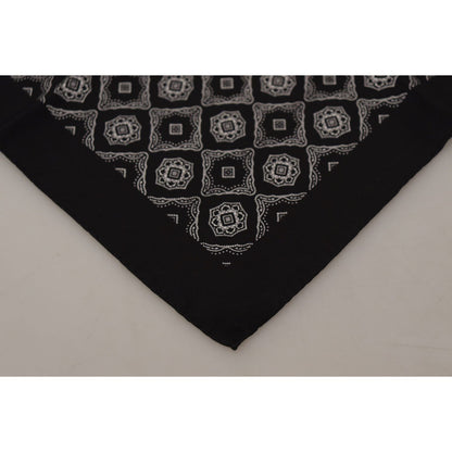 Dolce & Gabbana Black Geometric Patterned Square Handkerchief Scarf