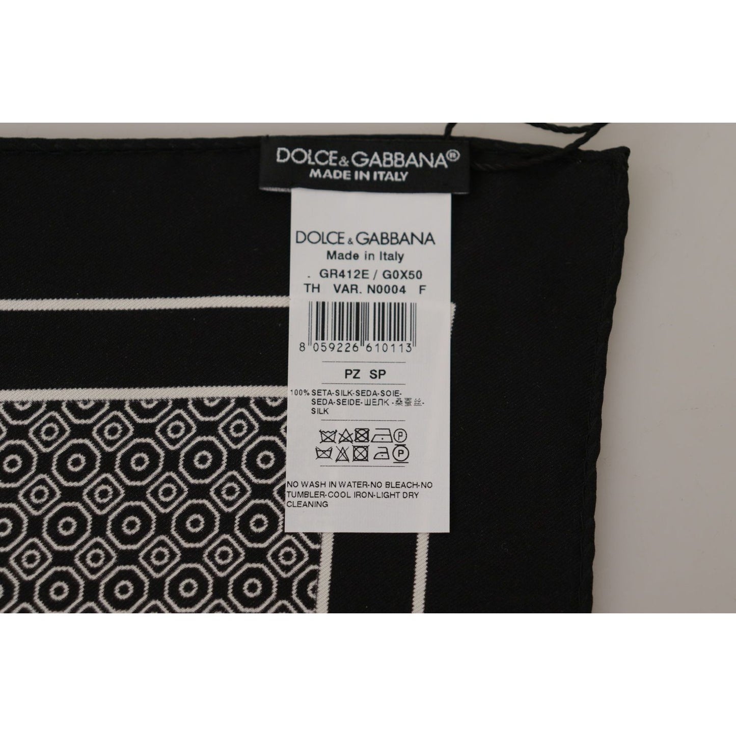 Dolce & Gabbana Elegant Black Silk Geometric Scarf for Men Dolce & Gabbana