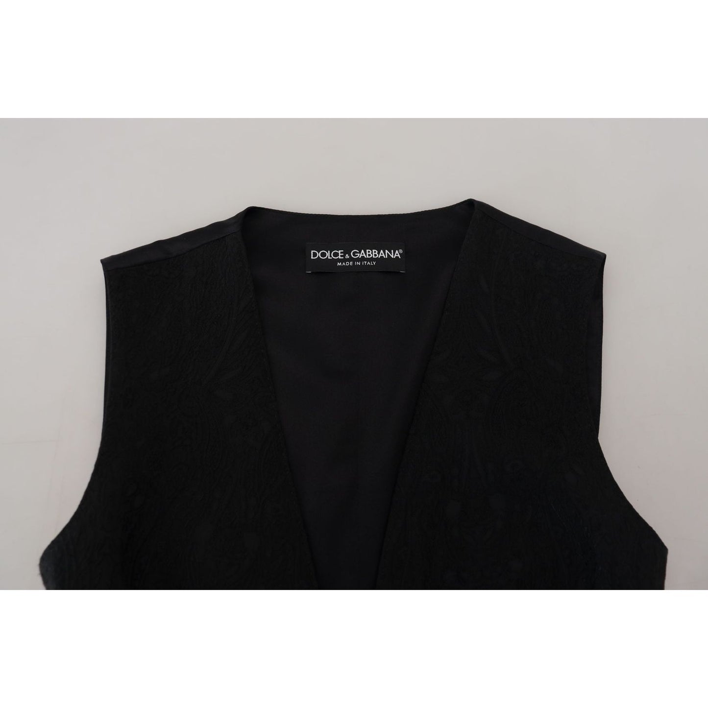 Dolce & Gabbana Black Brocade Button Down Sleeveless Vest Top Dolce & Gabbana