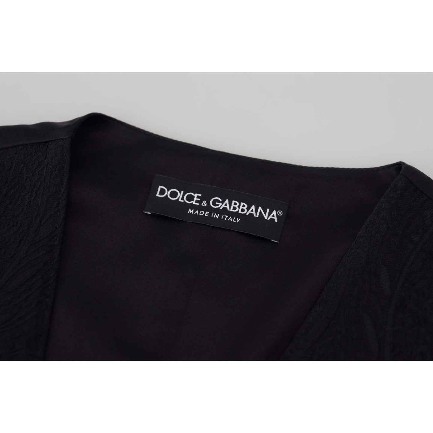 Dolce & Gabbana Black Brocade Button Down Sleeveless Vest Top Dolce & Gabbana