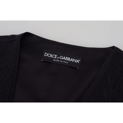 Dolce & Gabbana Black Brocade Button Down Sleeveless Vest Top Dolce & Gabbana