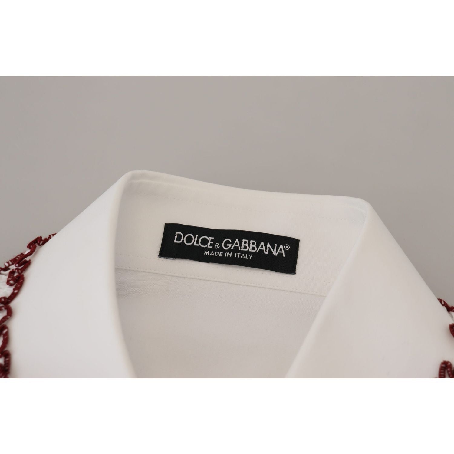 Dolce & Gabbana White Lace Long Sleeves Ruffle Collar Top