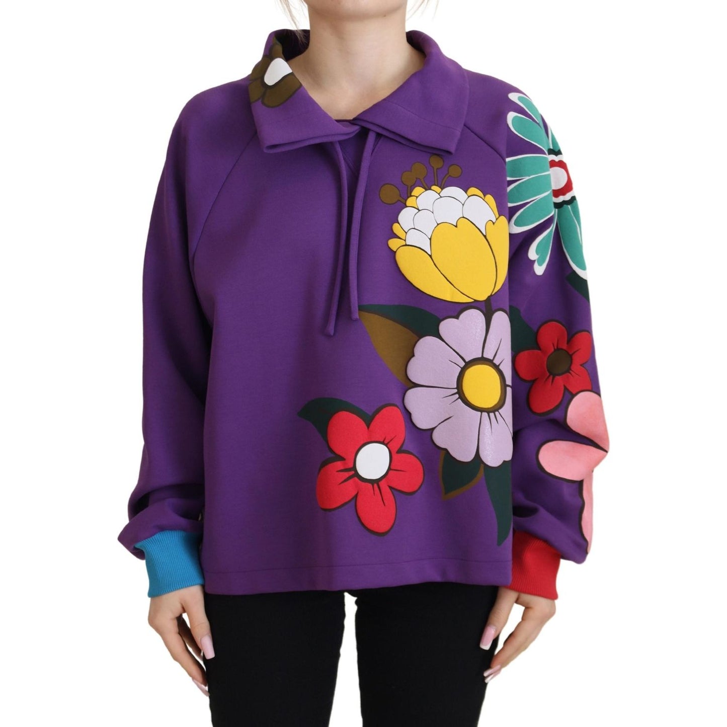 Dolce & Gabbana Elegant Purple Floral Pullover Sweater Dolce & Gabbana