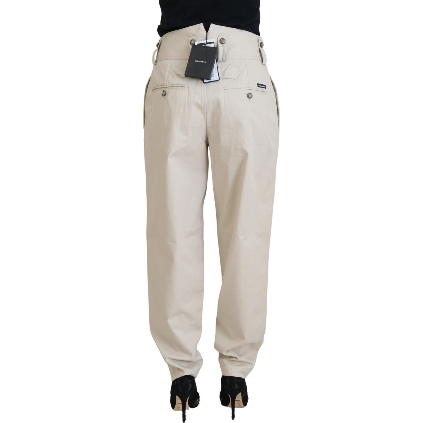 Dolce & Gabbana Elegant Beige Cotton Trousers Jeans & Pants Dolce & Gabbana