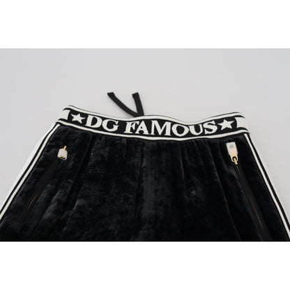 Dolce & Gabbana Black DG Logo Velvet Trouser Pants