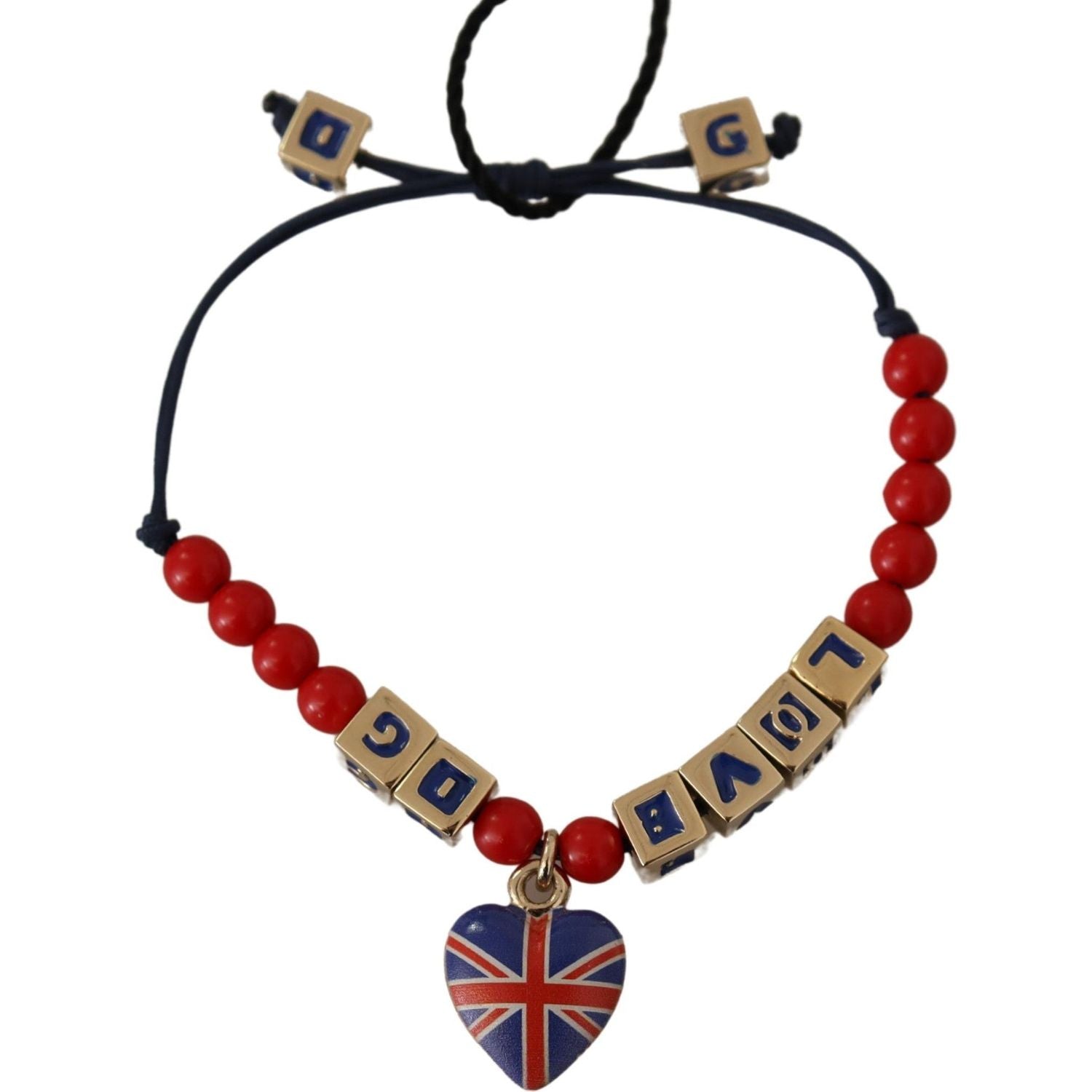 Dolce & Gabbana Red Blue Beaded DG LOVES LONDON Flag Branded Bracelet