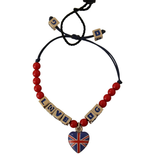 Dolce & Gabbana Red Blue Beaded DG LOVES LONDON Flag Branded Bracelet Bracelet