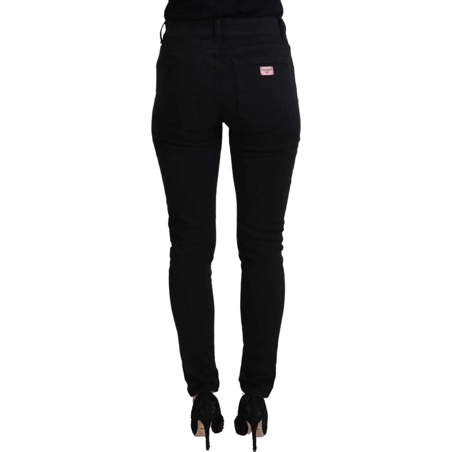 Dolce & Gabbana Black Cotton High Waist Casual Denim Jeans