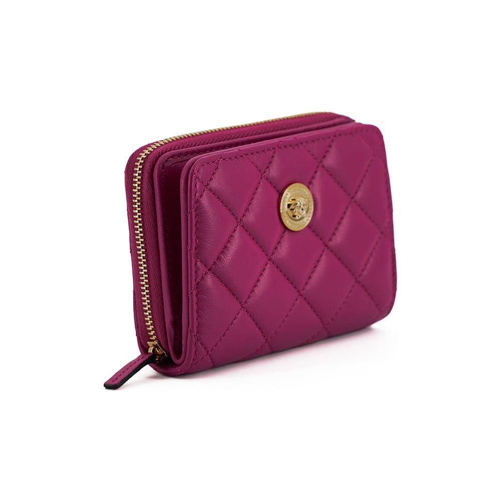 Versace Purple Nappa Leather Bifold Zip Around Wallet WOMAN WALLETS
