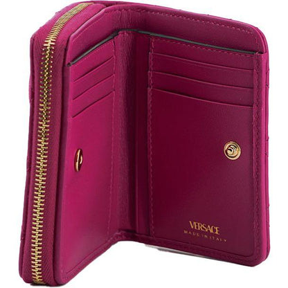 Versace Purple Nappa Leather Bifold Zip Around Wallet WOMAN WALLETS