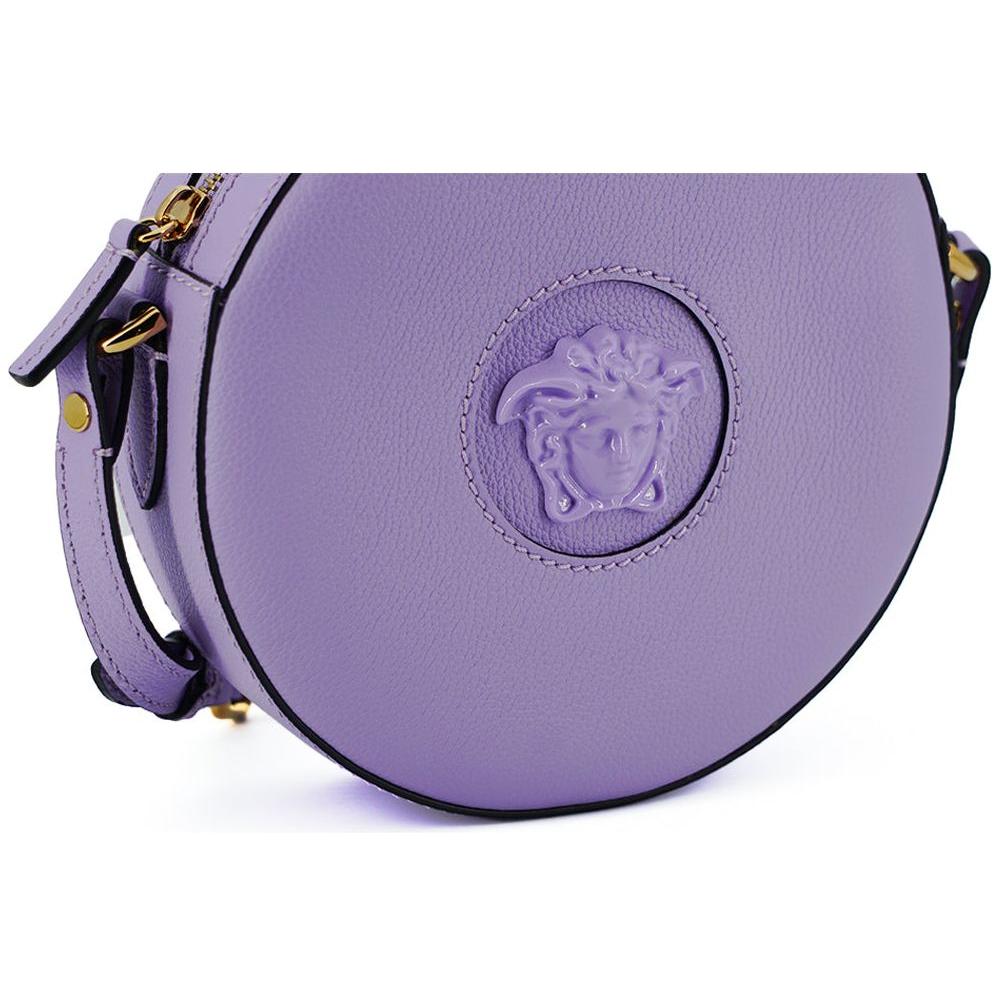 Versace Purple Calf Leather Round Disco Shoulder Bag WOMAN SHOULDER BAGS