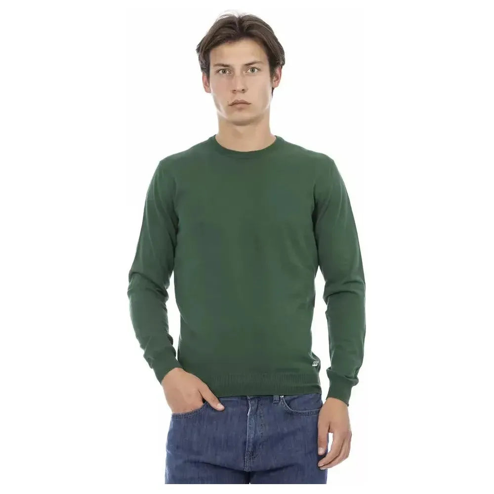 Baldinini Trend Green Cotton Mens Sweater Baldinini Trend