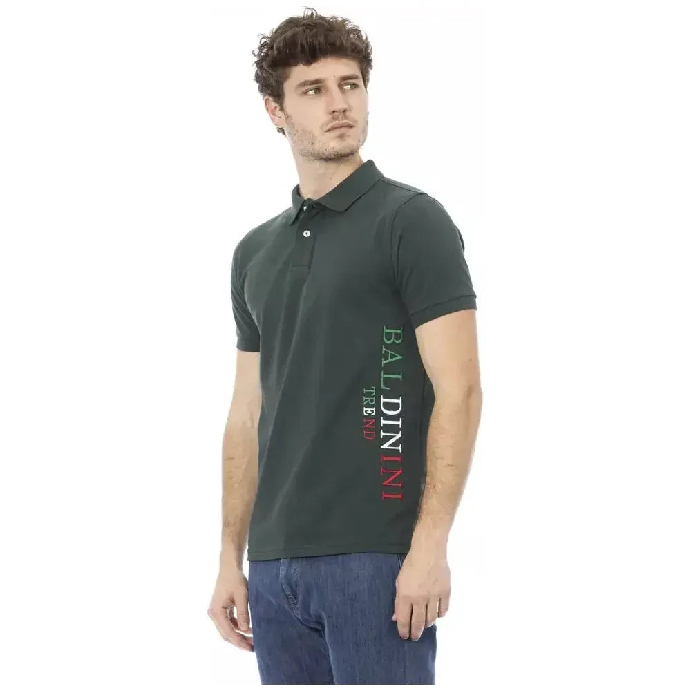 Baldinini Trend Green Cotton Men Polo Shirt Baldinini Trend