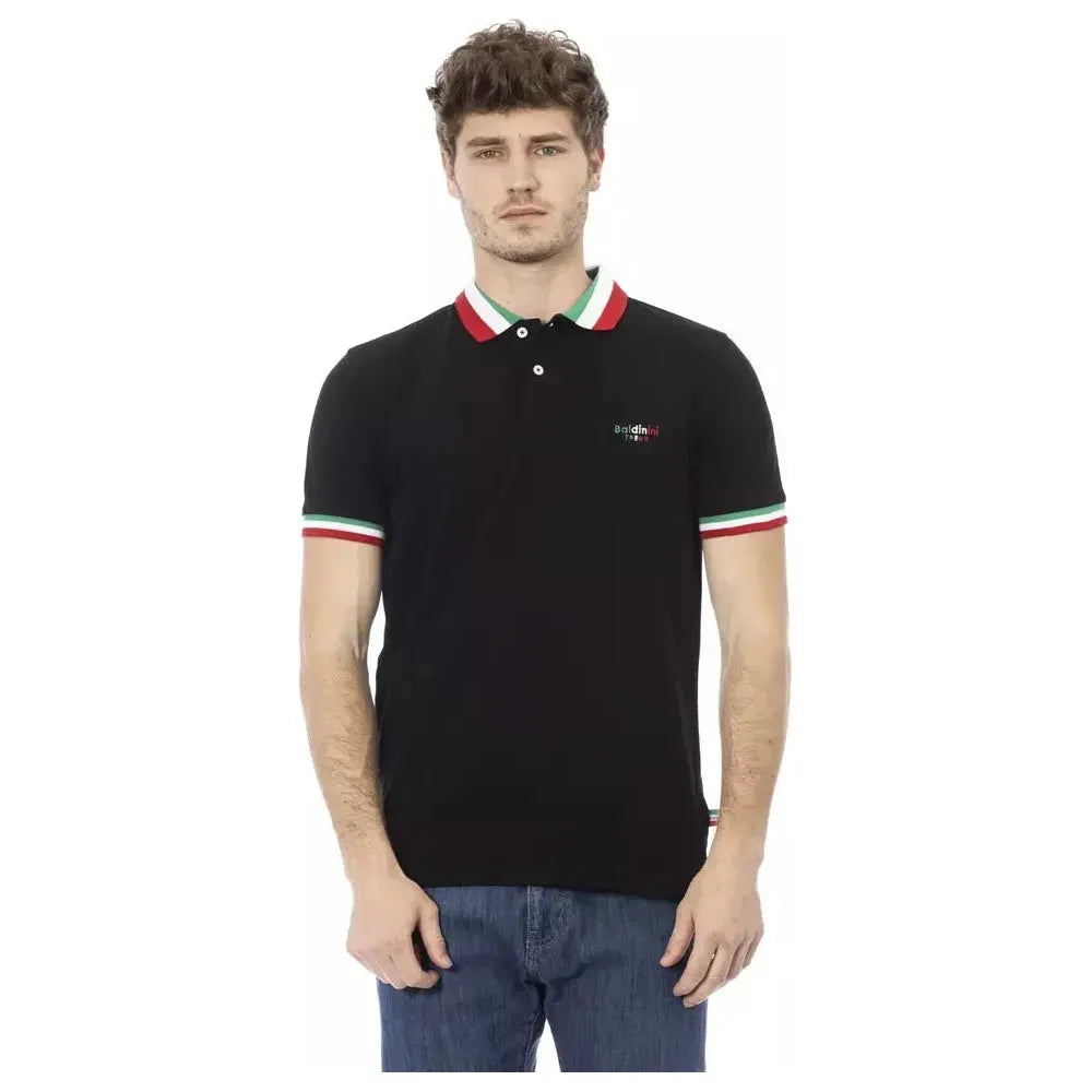 Baldinini Trend Black Cotton Men Polo Baldinini Trend