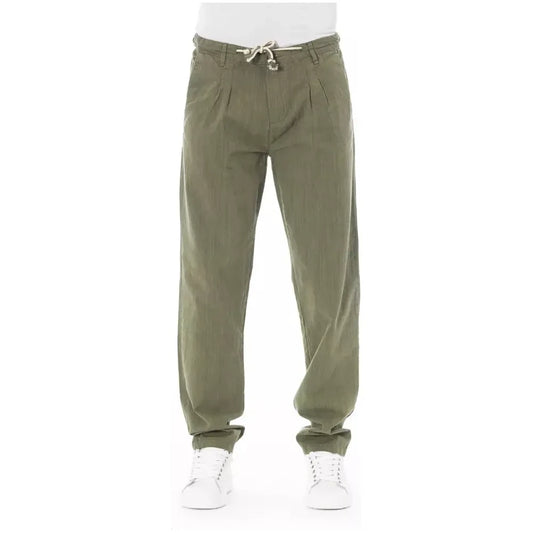 Baldinini Trend Elegant Cotton Chino Trousers in Army Green Baldinini Trend