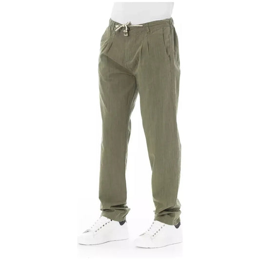 Baldinini Trend Elegant Cotton Chino Trousers in Army Green Baldinini Trend