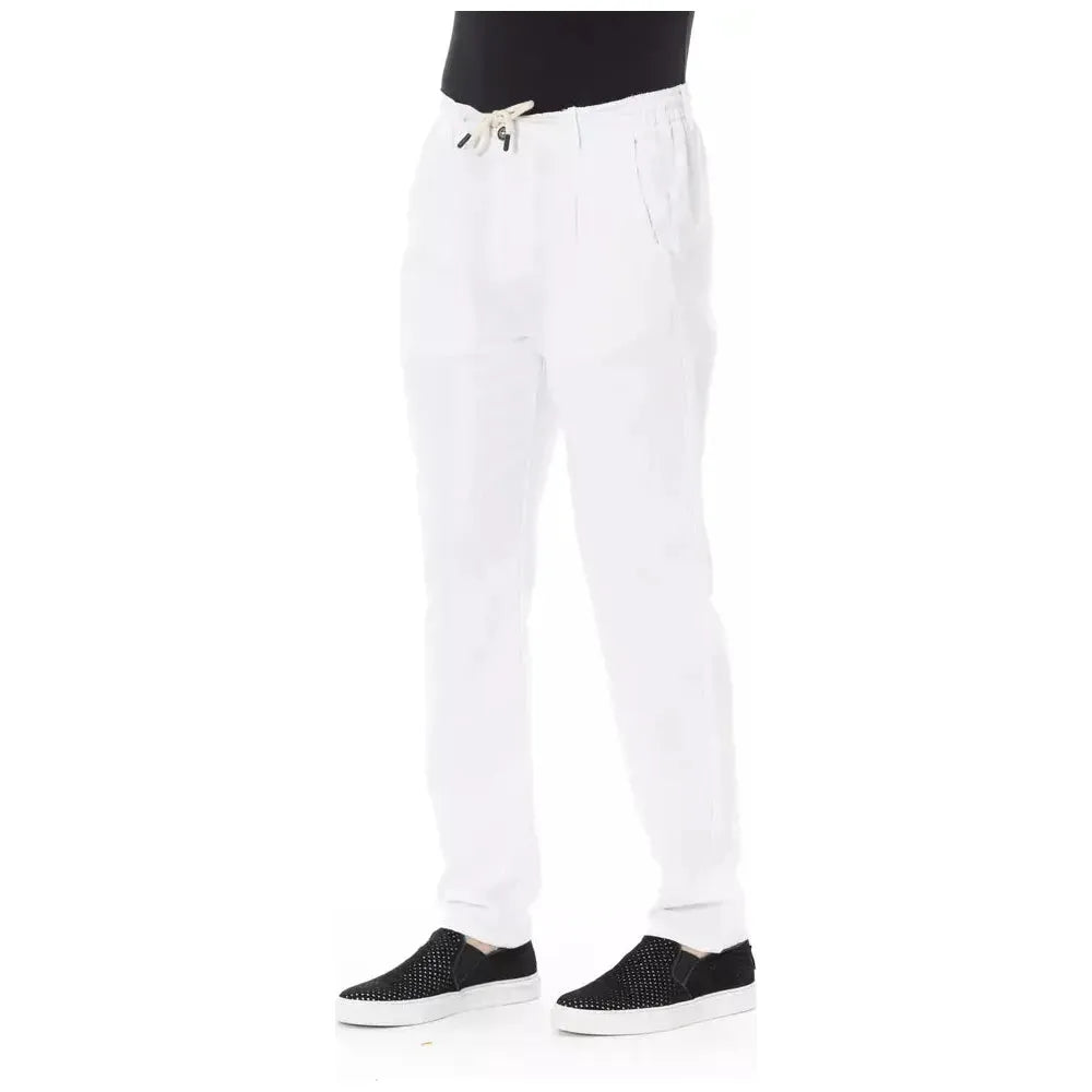 Baldinini Trend White Cotton Men Chino Pants Baldinini Trend