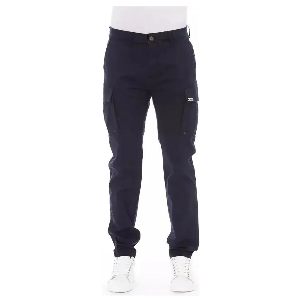 Baldinini Trend Blue Cotton Men Cargo Trouser Baldinini Trend