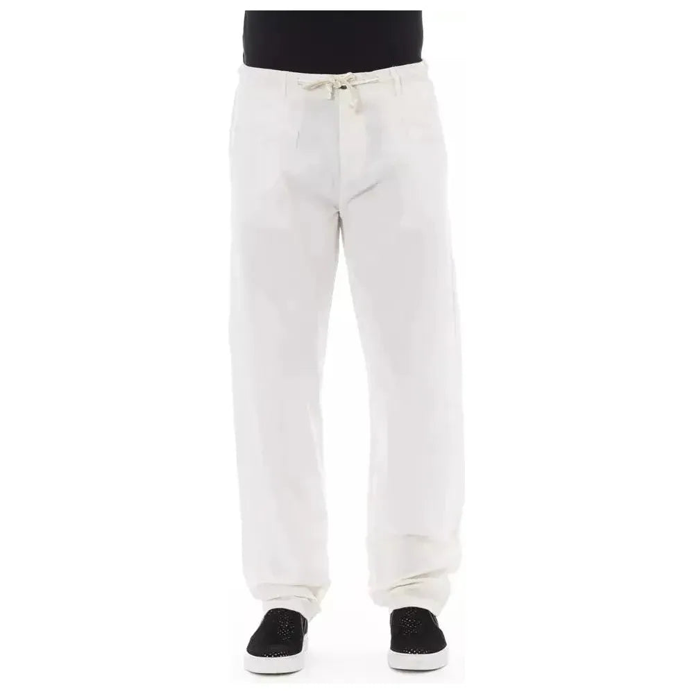 Baldinini Trend White Cotton Men Trouser Baldinini Trend