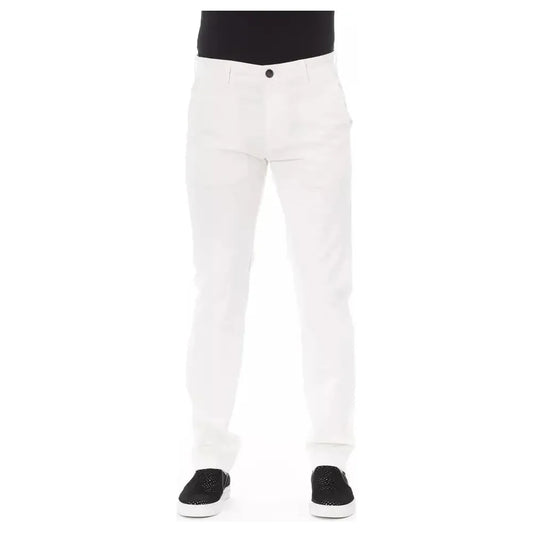 Baldinini Trend White Cotton Men Chino Trouser Baldinini Trend