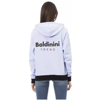 Baldinini Trend Purple Cotton Women Sweater With Adjustable Hood