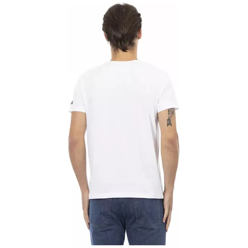 Trussardi Action Elegant V-Neck Tee with Chic Front Print Trussardi Action