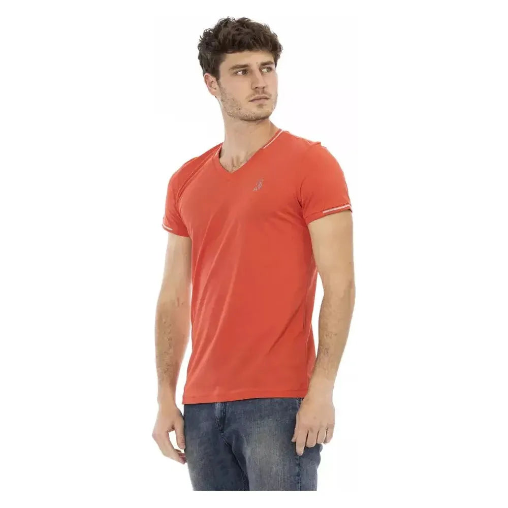 Trussardi Action Orange Cotton Men's V-Neck T-Shirt Trussardi Action