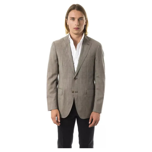 Uominitaliani Elegant Gray Wool Two-Button Blazer Uominitaliani