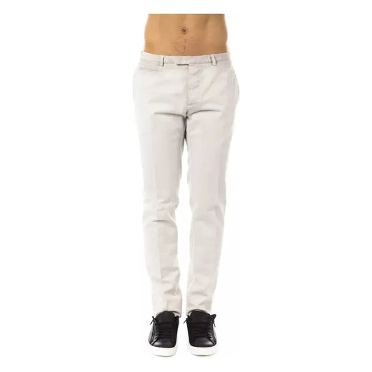 Uominitaliani Elegant Gray Casual Cotton Pants Jeans & Pants Uominitaliani