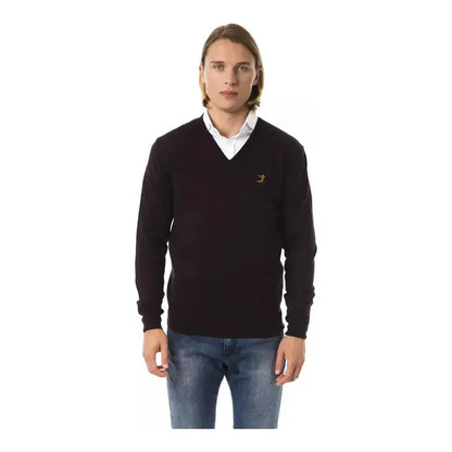 Uominitaliani Brown Merino Wool Men Sweater