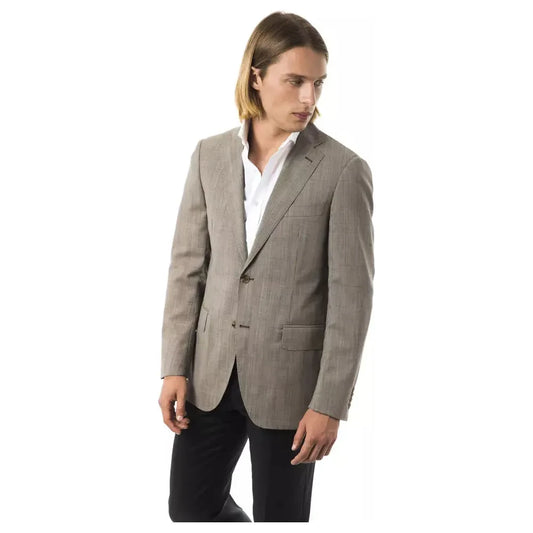 Uominitaliani Elegant Gray Wool Two-Button Blazer Uominitaliani