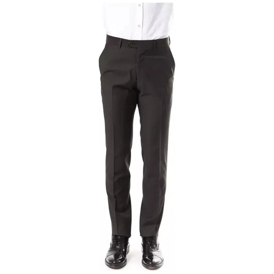 Uominitaliani Elegant Gray Woolen Suit Pants - Drop 7 Uominitaliani