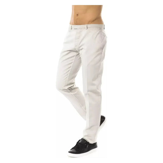 Uominitaliani Elegant Gray Casual Cotton Pants Jeans & Pants Uominitaliani