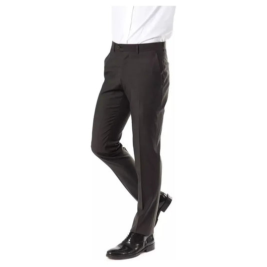 Uominitaliani Elegant Gray Woolen Suit Pants - Drop 7 Uominitaliani