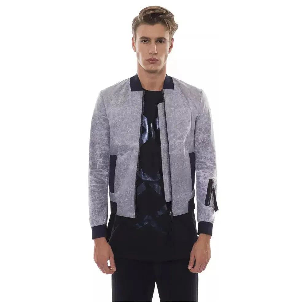 Nicolo Tonetto Gray Polyester Men Bomber Jacket Coats & Jackets Nicolo Tonetto