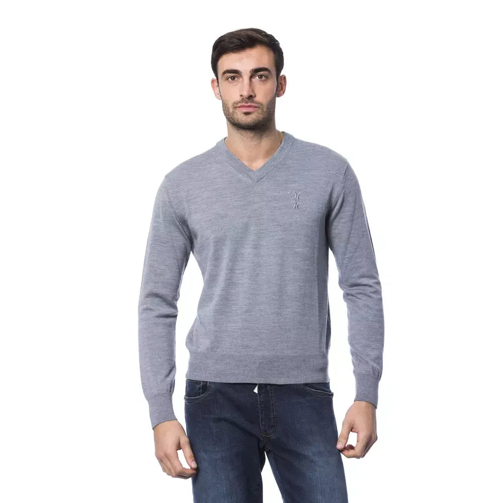 Billionaire Italian Couture Gray Merino Wool Men Sweater